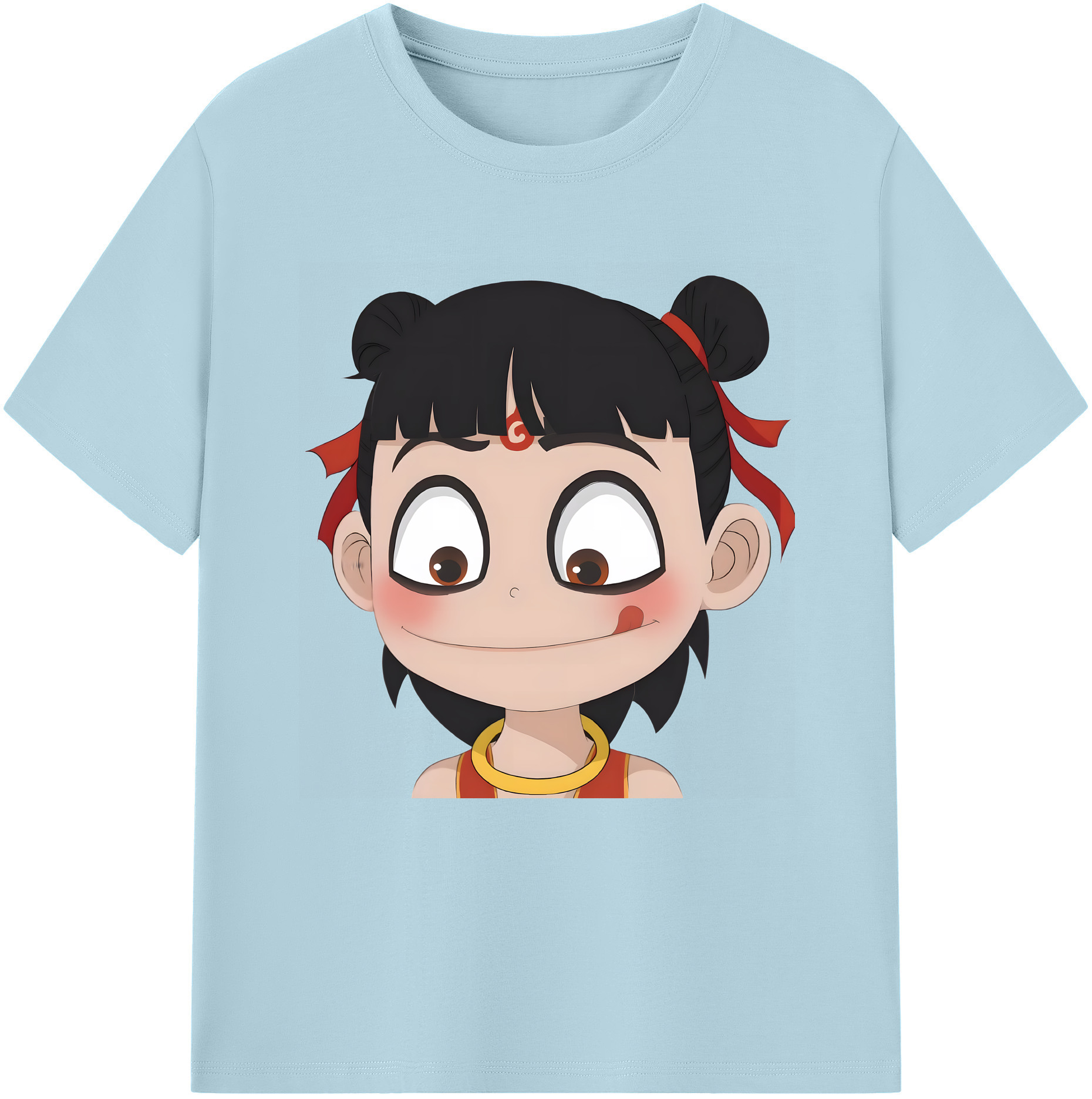 （画像用） Ne Zha 2 ナタ 魔童の大暴れ 綿100％半袖Tシャツ（フロントプリント）
